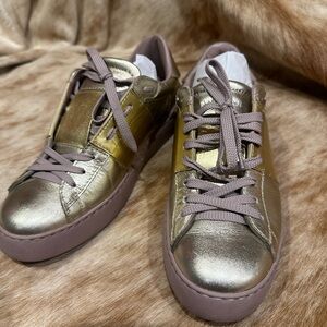 Valentino Garavani Gold Metallic Sneakers 38.5 /7.5 Italy Leather